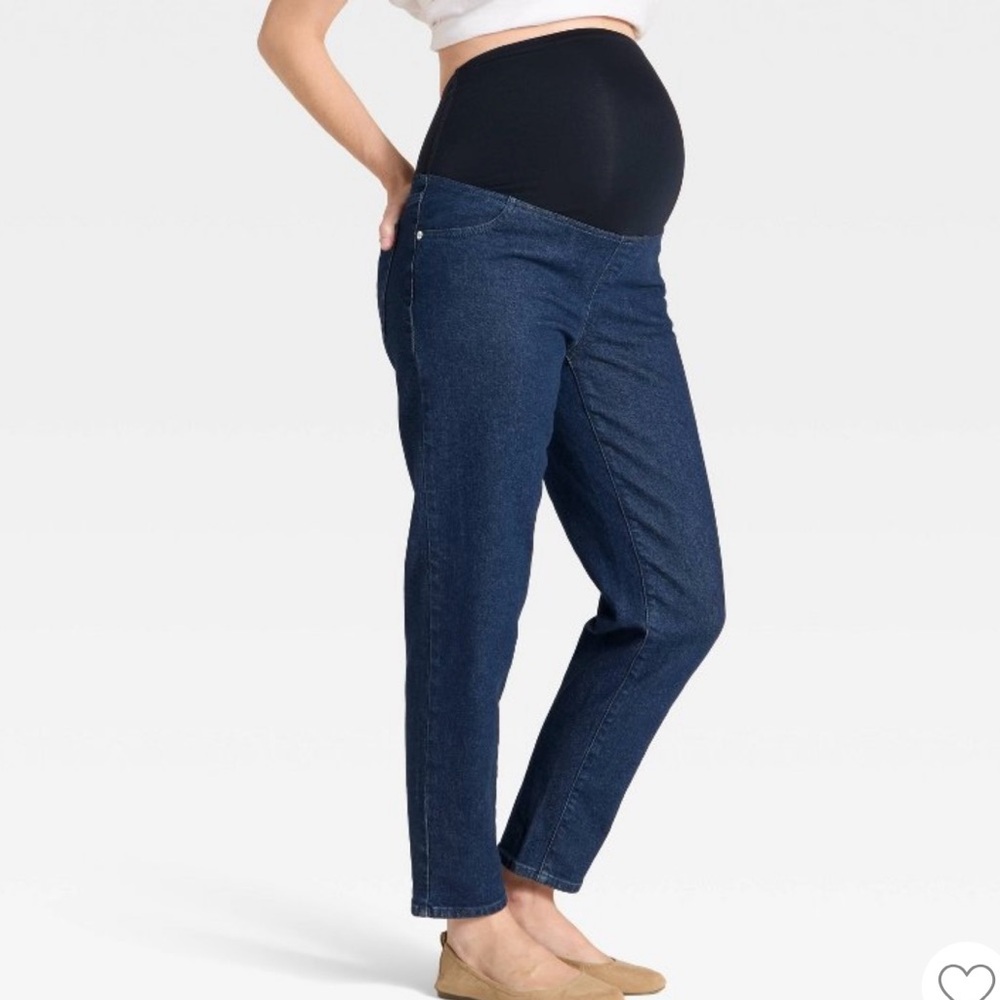 NWT Isabel Maternity by Ingrid & Isabel Dark Indigo 80s Slim Jeans
